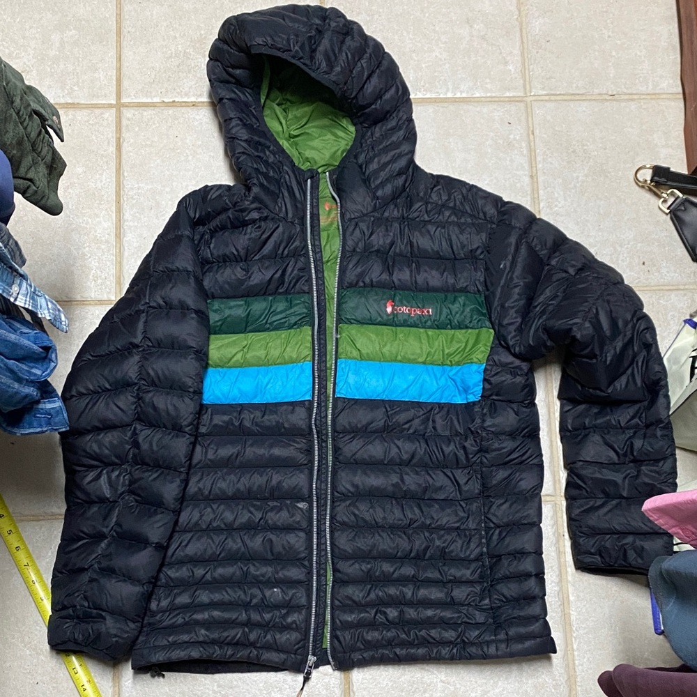 Black and Blue Hooded Puffer Jacket
